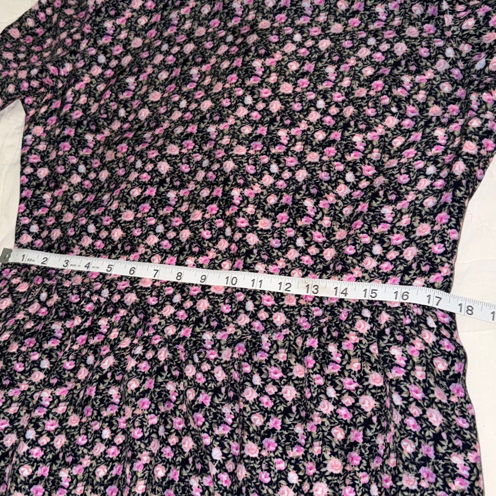 1989’s Karin Stevens Black Midi Dress with Pink Floral Print size 14 - Picture 10 of 11